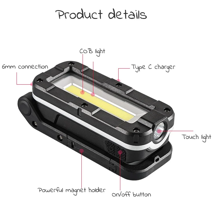 Adjustable Alarm Sensor Light Multifunctional Light Emitting Diode Fishing Light Magnet Design Waterproof