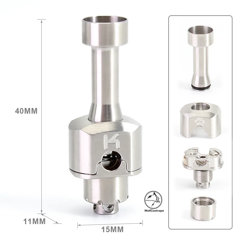 جسر Wolfcoolvape Gallus RBA لخزان rba لـ BB / Billet / Boro Mod 316SS، دبوس هوائي 1.2 / 1.6 / 1.8 / 2.0 / 2.5 / 3.0 / 3.5 مم #4