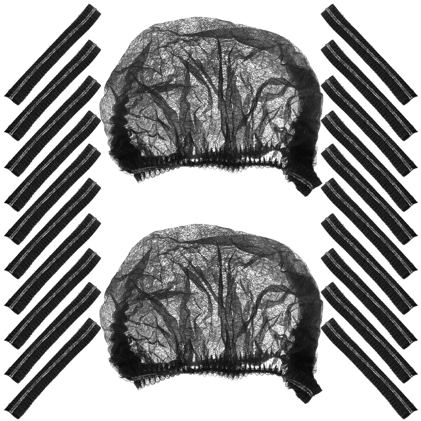 

100pcs Non-woven Nets Hair Net Cleaning Disposable Hair Net Cap Disposable Chef Hat 21 Inch Black Kitchen Supplies
