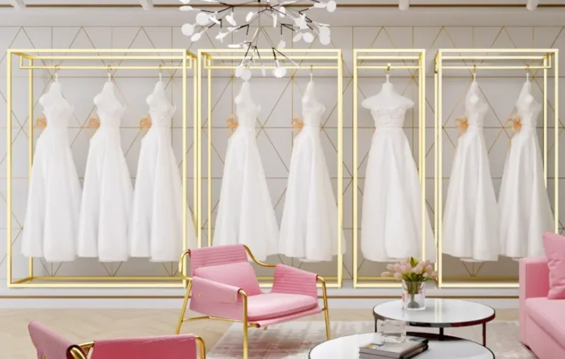 Wedding dress hangers, high-end display stands, floor-standing photo studio hangers, iron clothing store hangers.