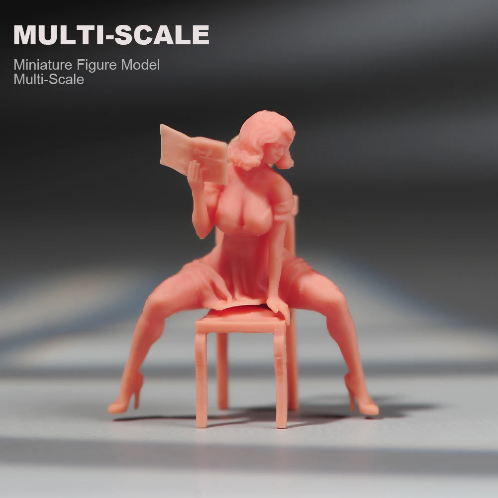 Miniaturowe figurki 1/87 1/64 1/43 1/24 Scarlet Girl and Chair Figurka People Model Diorama Dolls Creative Photography Scene Prop