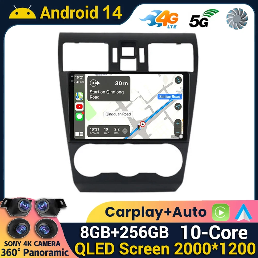 

Android 14 Carplay Auto WIFI+4G For Subaru Forester 4 SJ WRX 2016 2017 2018 Car Radio Multimedia Player Stereo GPS DSP Head Unit