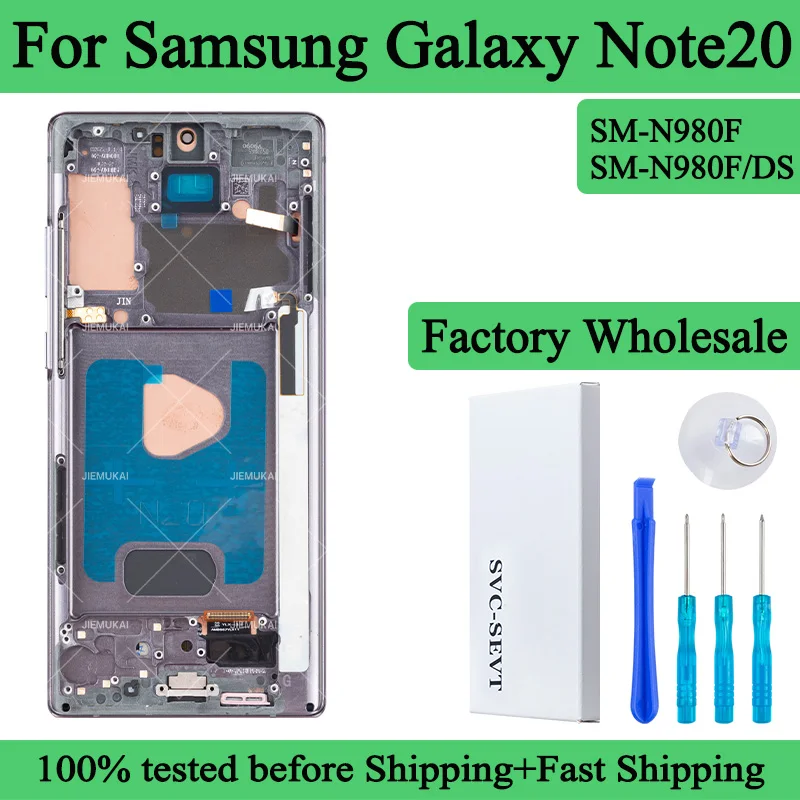100% Tested OLED For Samsung Galaxy Note 20 Display Touch Screen Digitizer Panel Assembly Screen With Frame For Samsung  Note 20