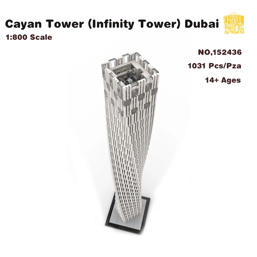 

MOC-152436 Cayan Tower (Infinity Tower) Dubai 1:800 Model With PDF Drawing Building Blocks Bricks DIY Birthday Christmas Gift