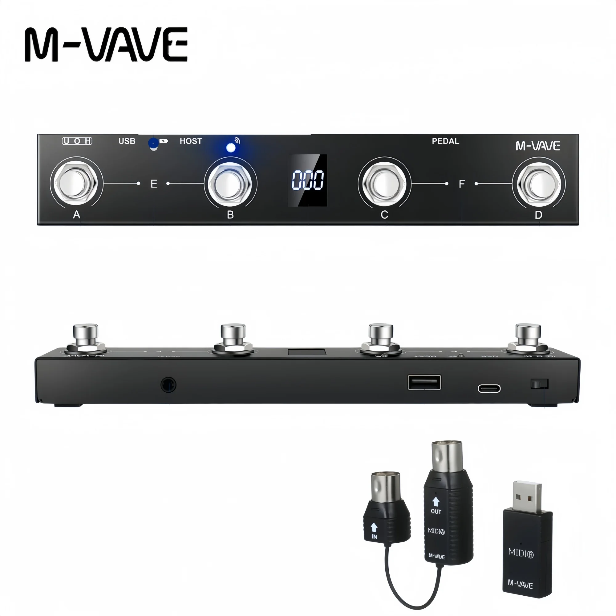 m-vave-chocolate-plus-ms1-black-pedale-controller-midi-wireless-a-4-pulsanti-programmabile-usb-bt-con-batteria-da-12-ore-per-daw-e-video