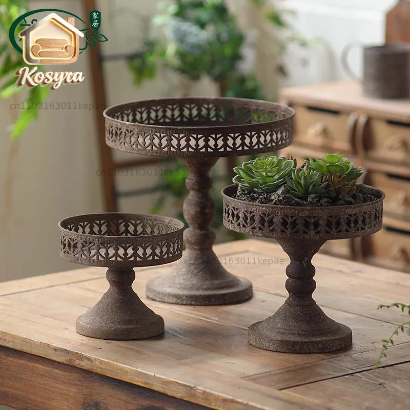 Chloe Garden Decorative Flower Stand Antique Nostalgic Restaurant Tabletop Small Flower Pot Base Succulent Cultivation Pot