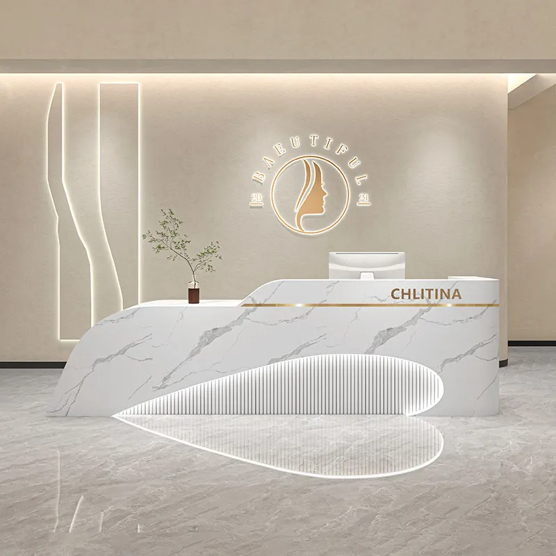 Nordic High-end Beauty Salon Reception Desk Modern Art Dance Clothing Store Cashier Counter Medical Beauty Office Furniture FYRD
