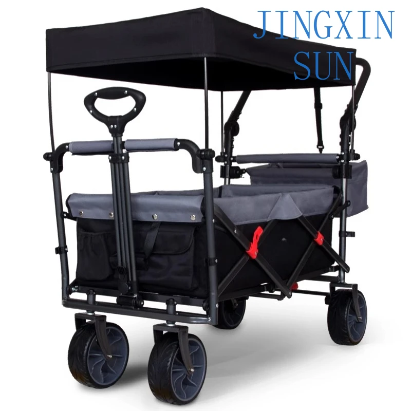Outdoor folding camper four-wheel trolley