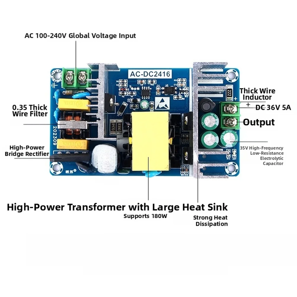 

Блок питания AC/DC 180 Вт, выход 36 В 5 А, для приборов, умных дверных замков и промышленного автоматизированного оборудования