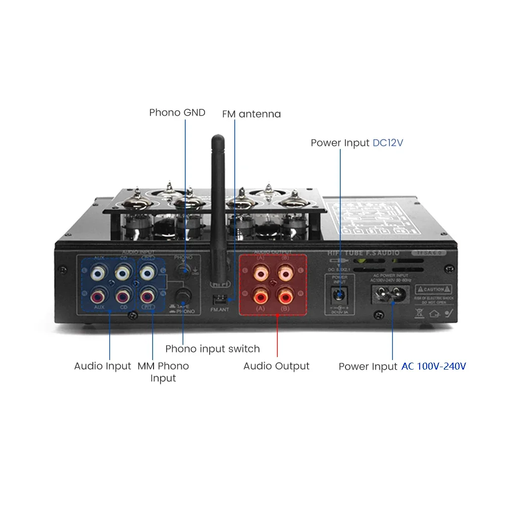 Classic 6922 Line Tube Preamp Bluetooth 5.0 Class A Audiophile 6N2 6K4 Tube HIFI Preamp Vinyl Phono Amplifier USB Lossless Play