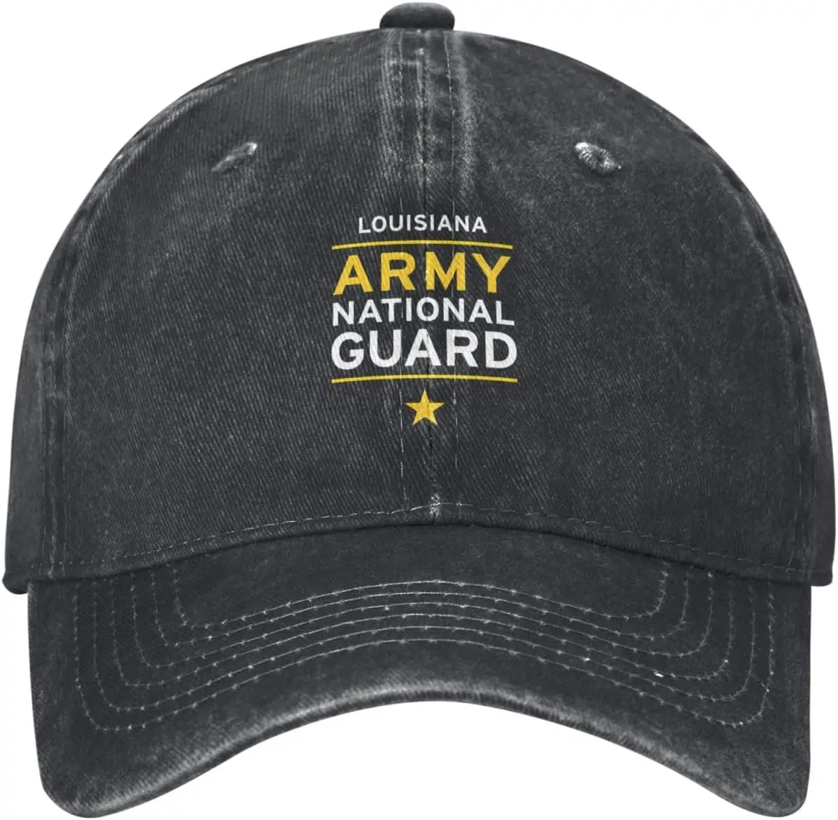 Louisiana Army National Guard Washed Baseball Cap Denim Casual Adjustable Sun Hat Unisex