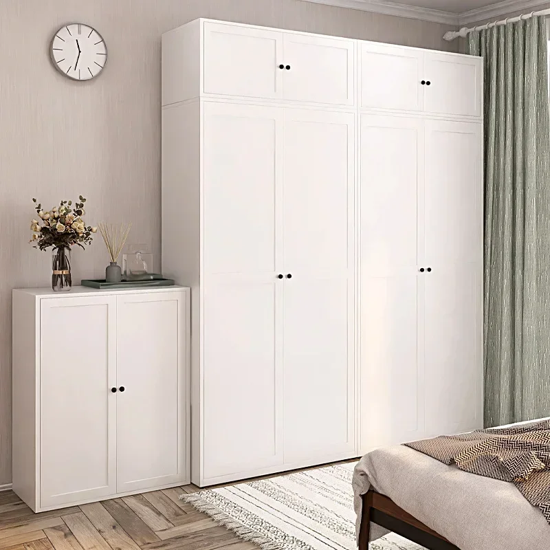 Wrought iron household bedroom wardrobe cabinet, simple European glass door metal combination