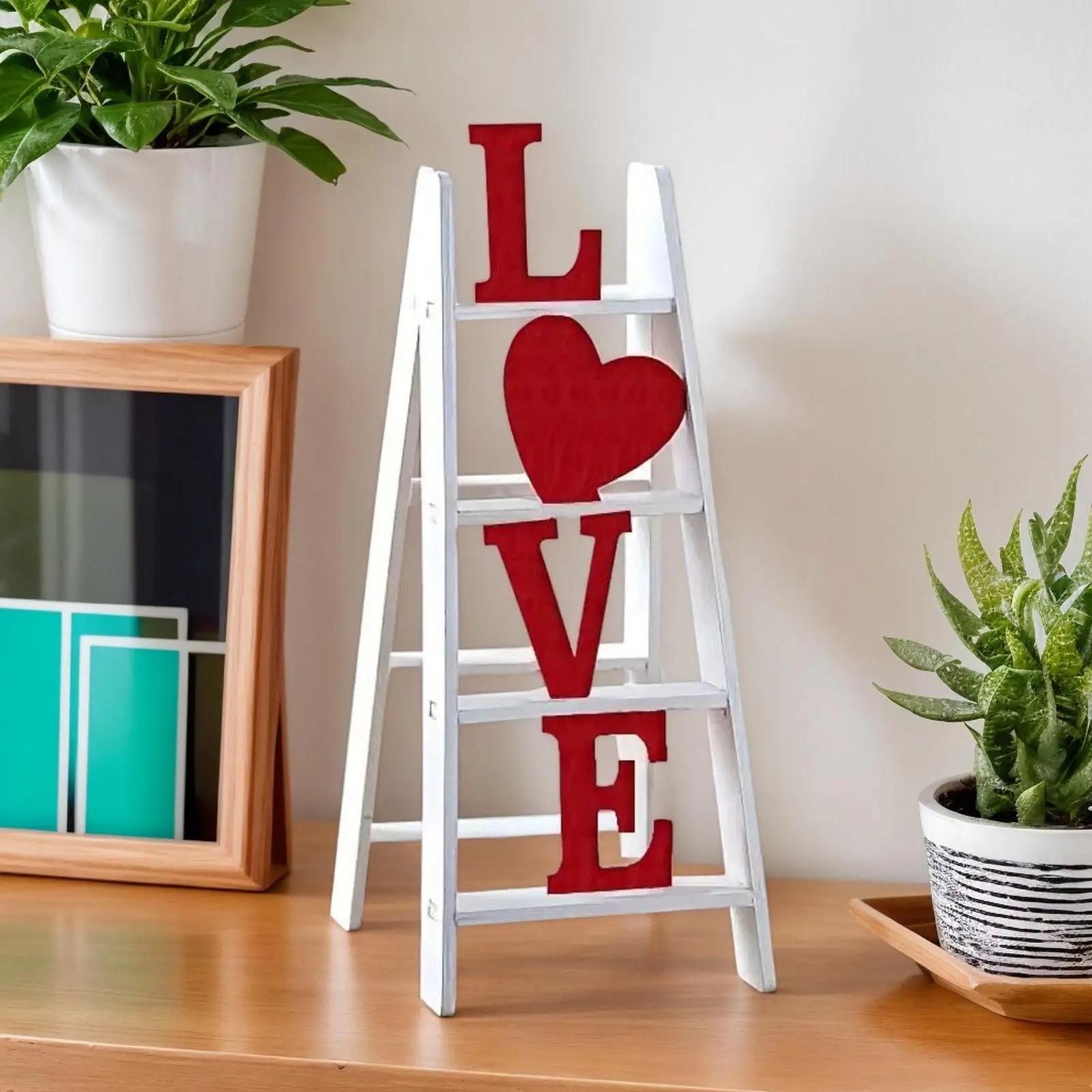 LOVE Valentine Ladder Model Tabletop Wooden Ornaments Home Decoration For Girlfriend Wife Gift Holiday Decorations