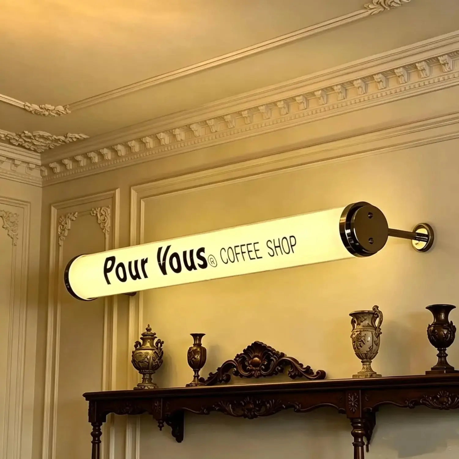 Custom Round Tube Waterproof Arylic Luminous Light Box Advertising Signs with Store Logo Text, Wall Mounted Business