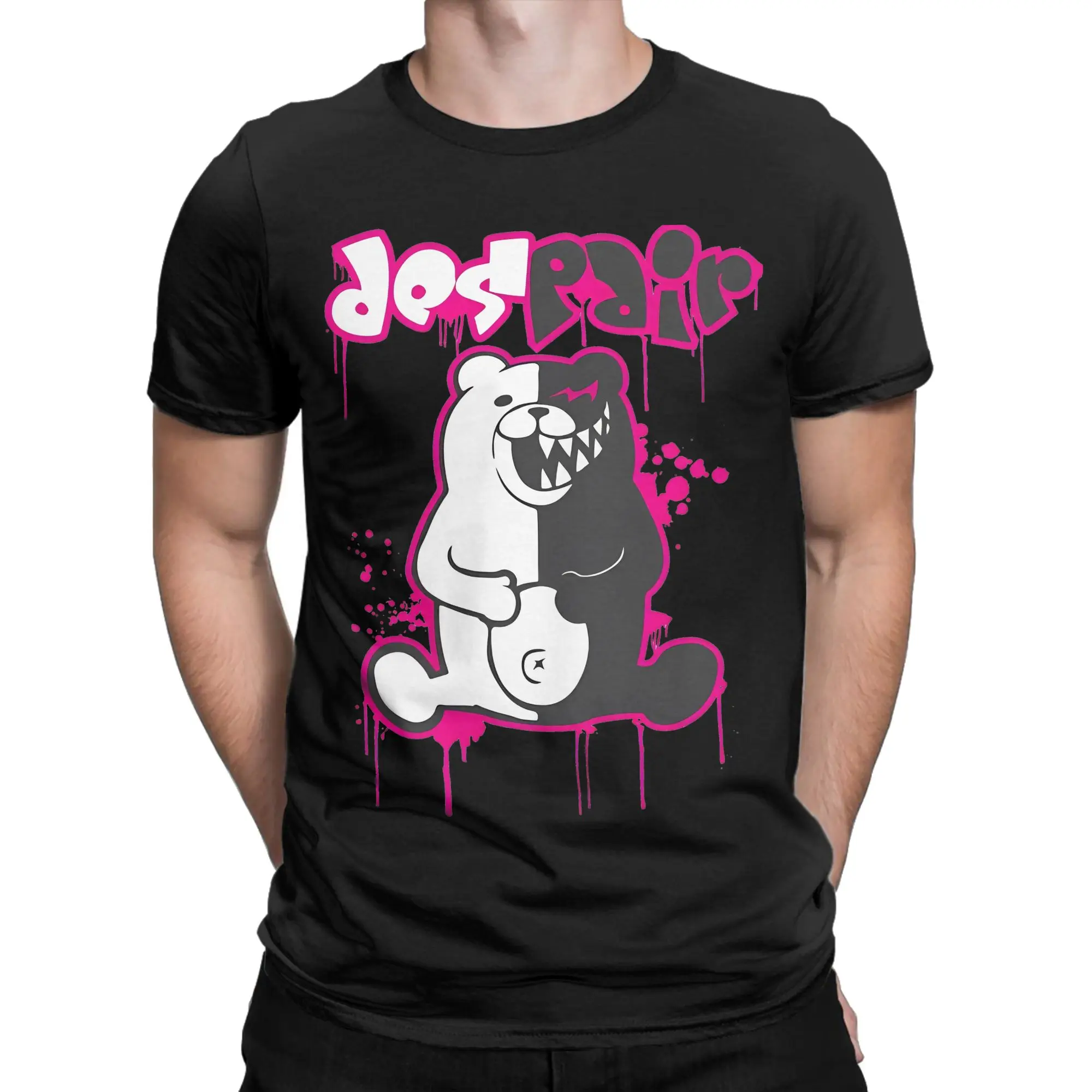 Men Women T-Shirt Danganronpa- Monokuma - Despair Vintage Cotton Tees Short Sleeve  T Shirt Crewneck Clothes Summer