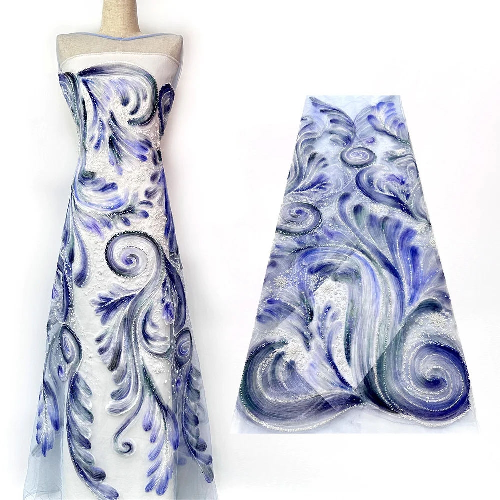 

Французская сетка с вышивкой бисером и блестками, кружевная ткань 2025, африканская нигерийская вышивка бисером, кружево для свадебной вечеринки, свадебное шитье, платье