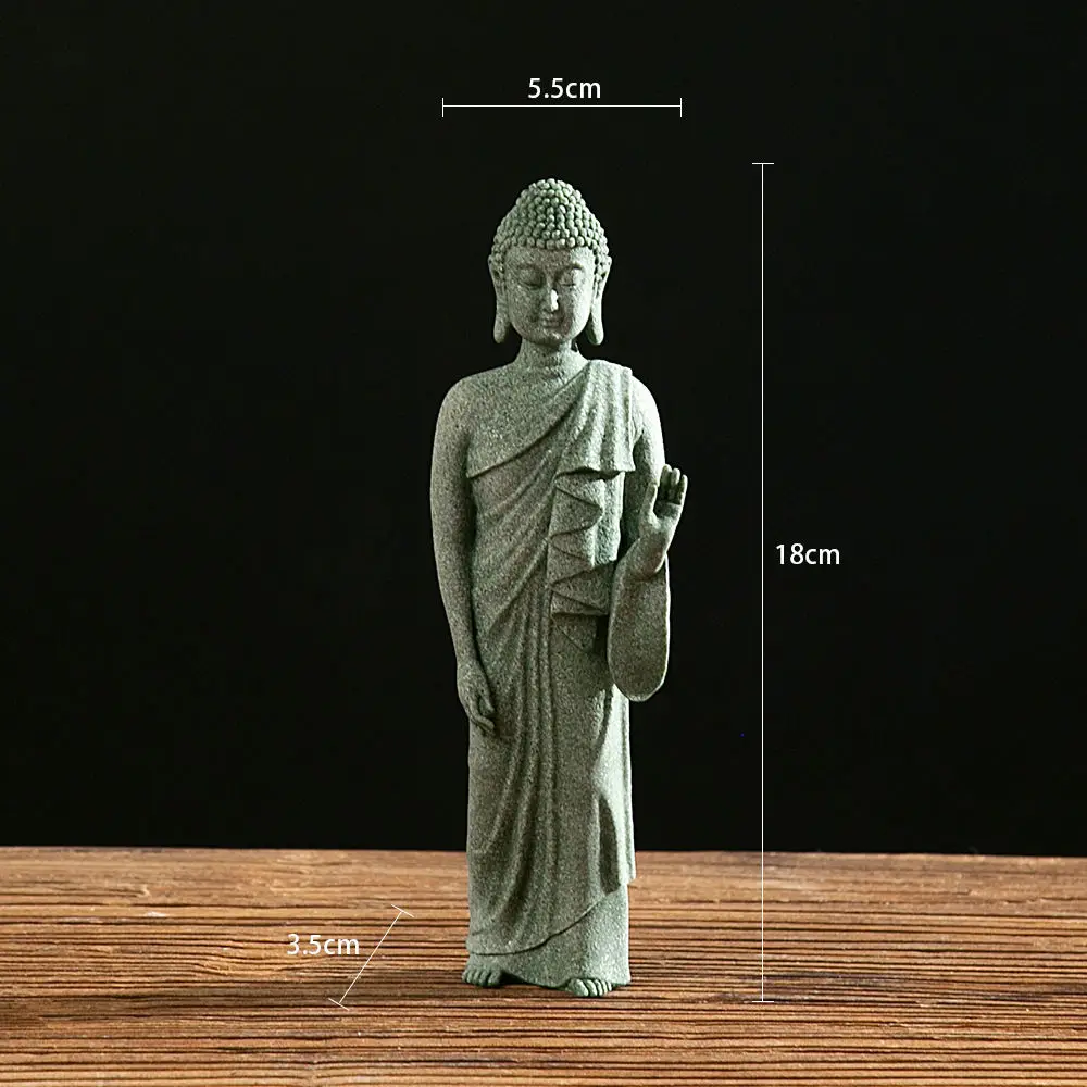 Zen Buddha Statue Ornament Sandstone Figurine For Home Decor Office Desk Aquarium Landscaping Decoration New Chinese Craft