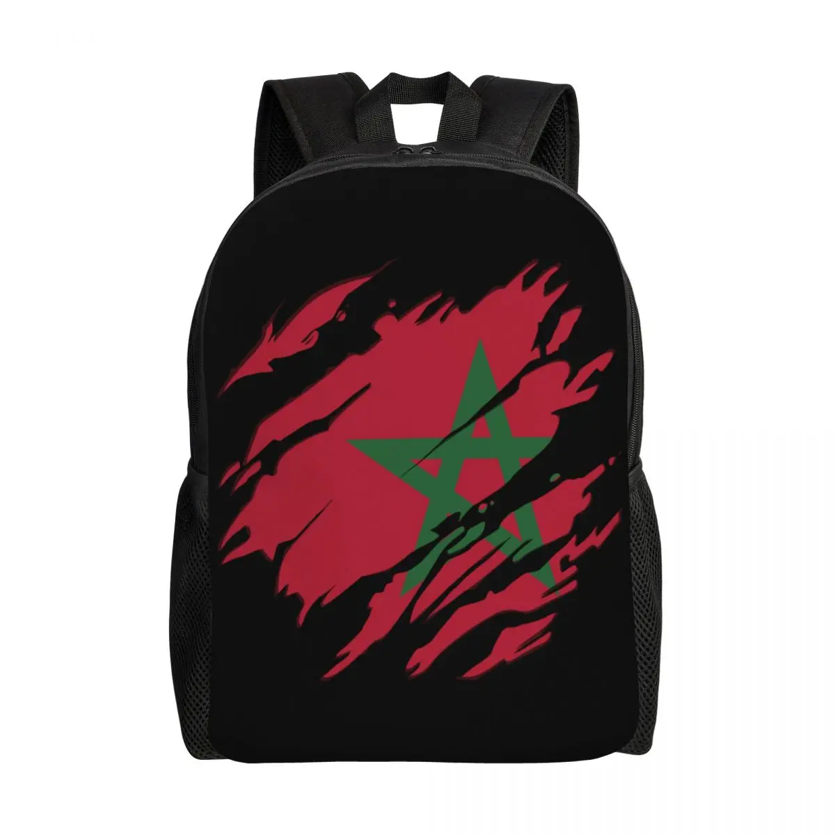 Custom Moroccan Torn Morocco Flag Laptop Backpack Women Men Fashion Bookbag for College School Students Bag