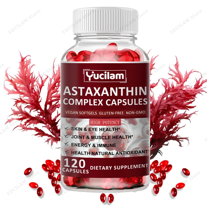 Astaxanthin 12 mg Natural from Microalgae Supports Eye, Skin Antioxidant, Brain, Cell, Immune Health