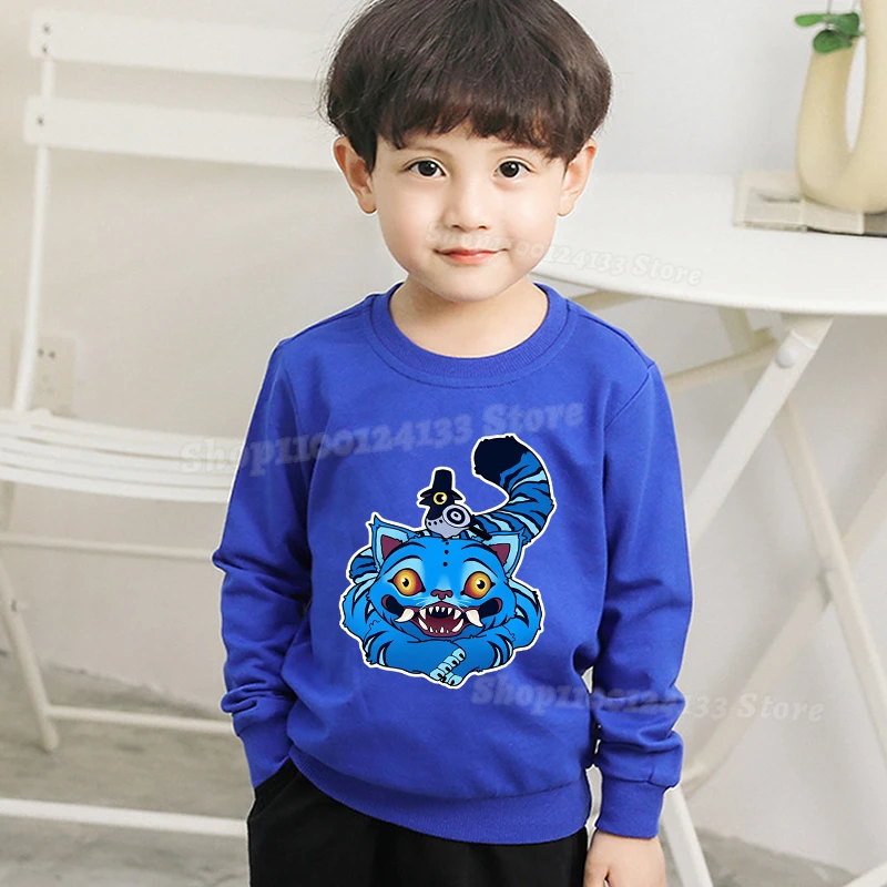 Demone Hunter Girl Pullover Streetwear Autumn Cute Anime Print Baby Clothes Kids Y2K Kawaii Long Sleeve T-shirt Harajuku Clothes