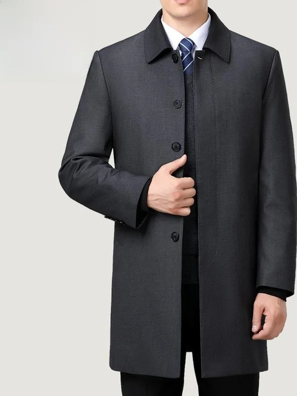 

Pierre Cardin Men's Thiened Long Coat Casual down Inner Jaet Autumn Winter Busin Gentleman Sle Mid-Length Pure Color