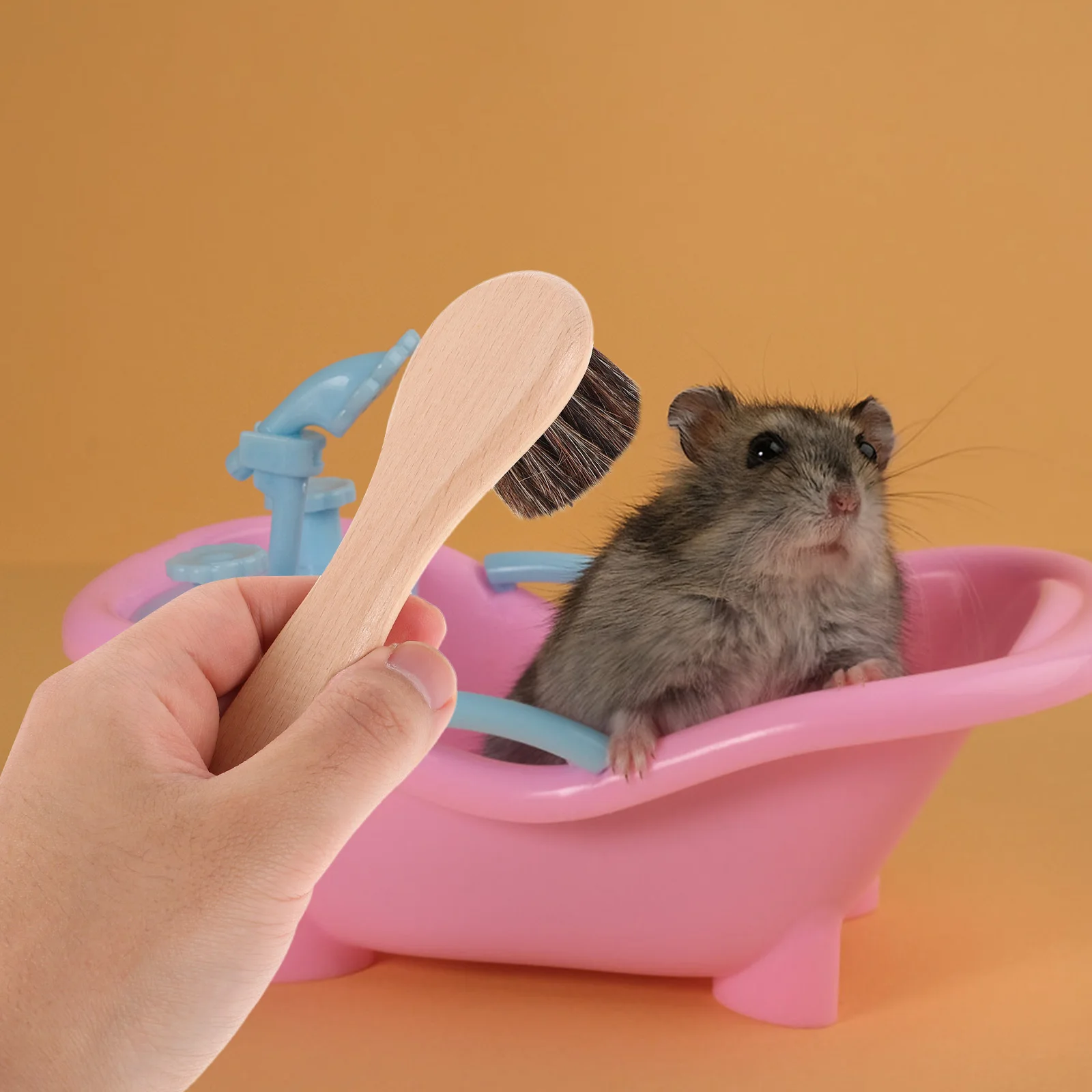 

2Pcs Pet Bathing Brush Soft Bristles Wooden Handle for Small Pets Hamsters Guinea Pigs Rabbits Grooming Accessories