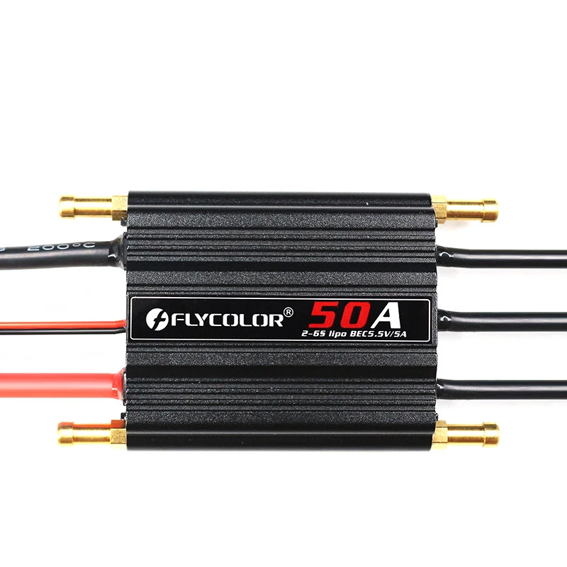 

Flycolor FlyMonster 2-6S Lipo ESC 50A Waterproof Brushless Speed Controller with BEC 5.5V/5A Water Cooling System For RC Boat