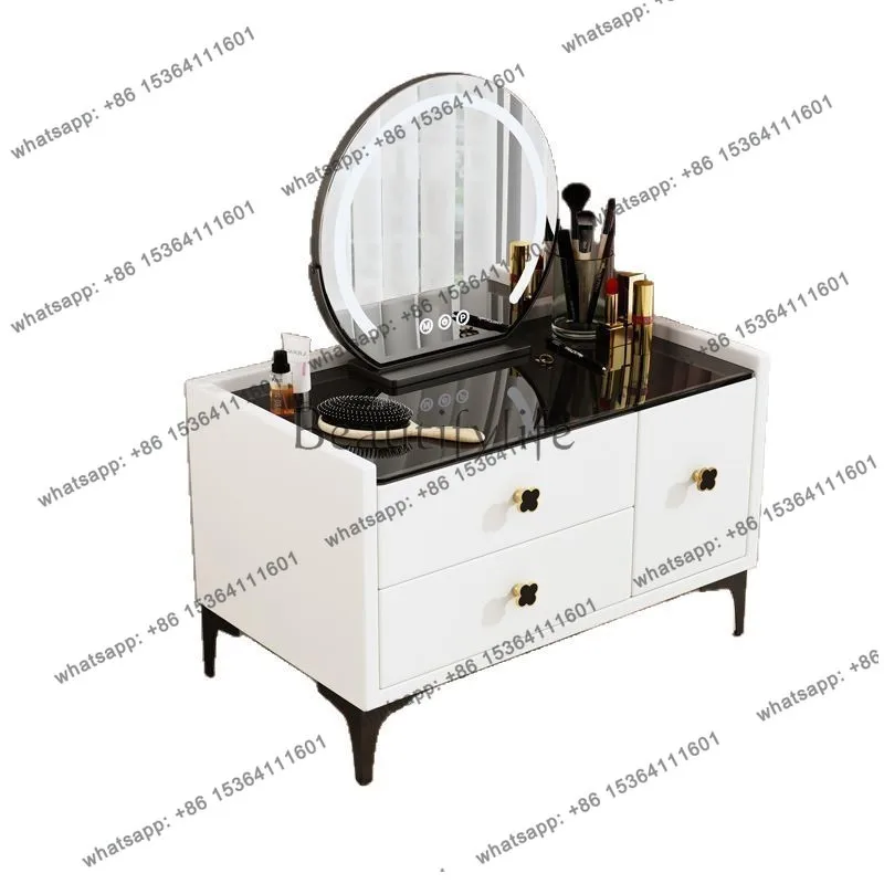 Design Makeup Vanity Desk Glass Real Timber Mirror Dressing Table Drawers Girls Vanity Tocador De Maquillaje Bedrooms Furniture