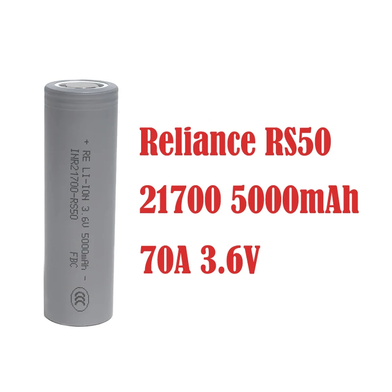 Batterie au lithium rechargeable haute décharge Reliance RS50 INR 21700 5000mAh 3.6V 70A pour outils électriques
