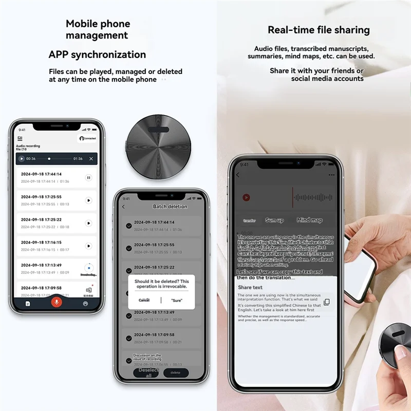 ABKN-Mini AI Voice Recorder Mini AI Powered Voice Recorder Chatgpt Transcription Translator APP Controlled Dictaphone