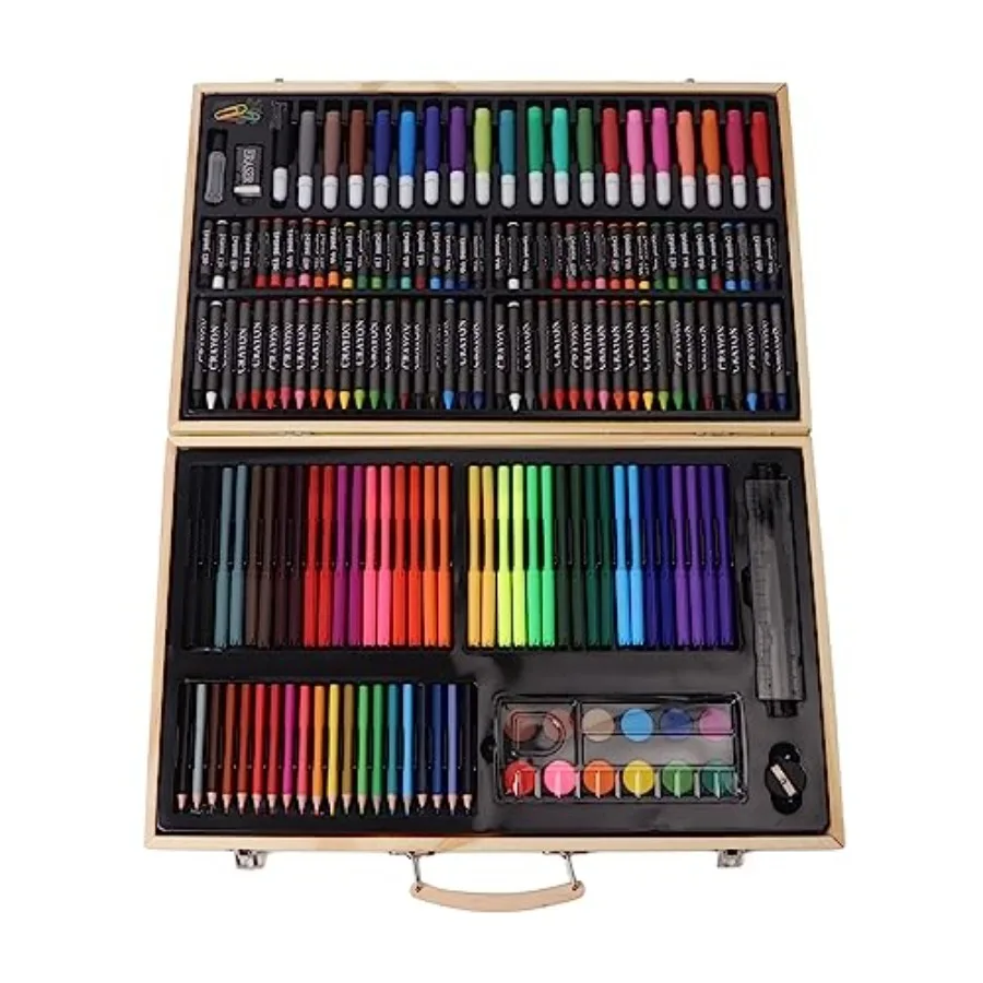 

Art Set Wooden Drawing Kit with 12 Watercolor Cakes 40 Crayons 40 Oil Pastels 56 Watercolor Pens 20 Colored Pencils for Beginne