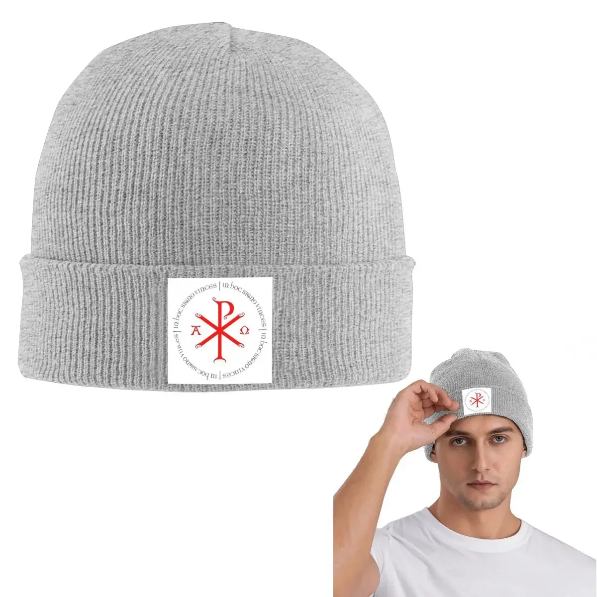 Sign Of Christ Chi Rho Christogram Warm Knitted Cap Fashion Bonnet Hat Autumn Winter Outdoor Beanies Hats for Unisex Adult