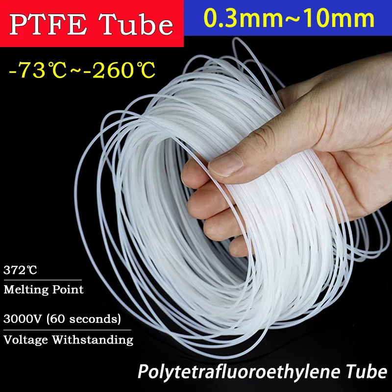 Rurka PTFE o średnicy wewnętrznej 0.3/0.4/0.5/0.6/0.7/0.8/0.9/1/1.2/1.3/1.4/1.5/1.6/1.7/1.8/1.9/2/2.2/2.5/3~10mm, izolowany kapilarowy przewód, sztywna rura