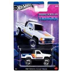 Original Hot Wheels Metal Car Tubular Trucks 1/64 Diecast White 1987 Toyota Pickup Truck Traffic Toys for Boys Automobile Models