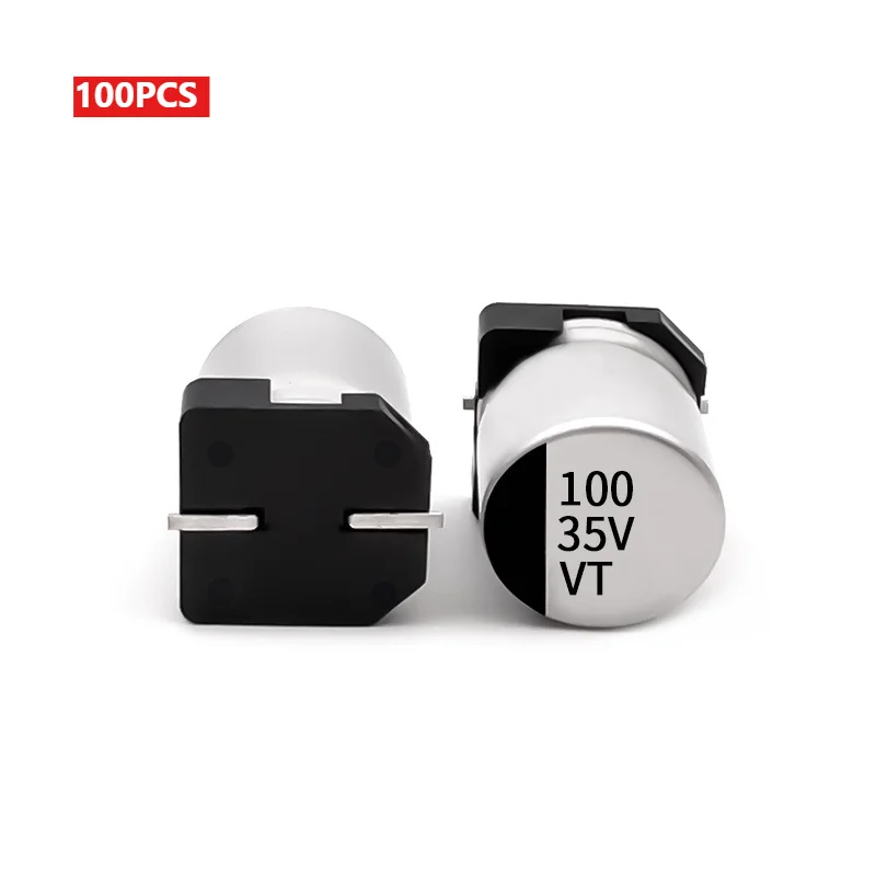 100pcs 35V 100uF SMD Aluminum Electrolytic Capacitor 6.3x7.7/6.3x5.4mm Miniature