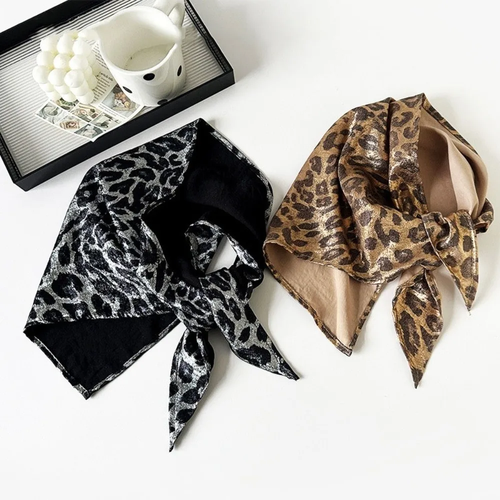 Fashion Y2K Triangular Headscarf Hip Hop Soft Wrap Leopard Print Hair Scarf Slender Scarf Hair Band Punk Bandana Streetwear