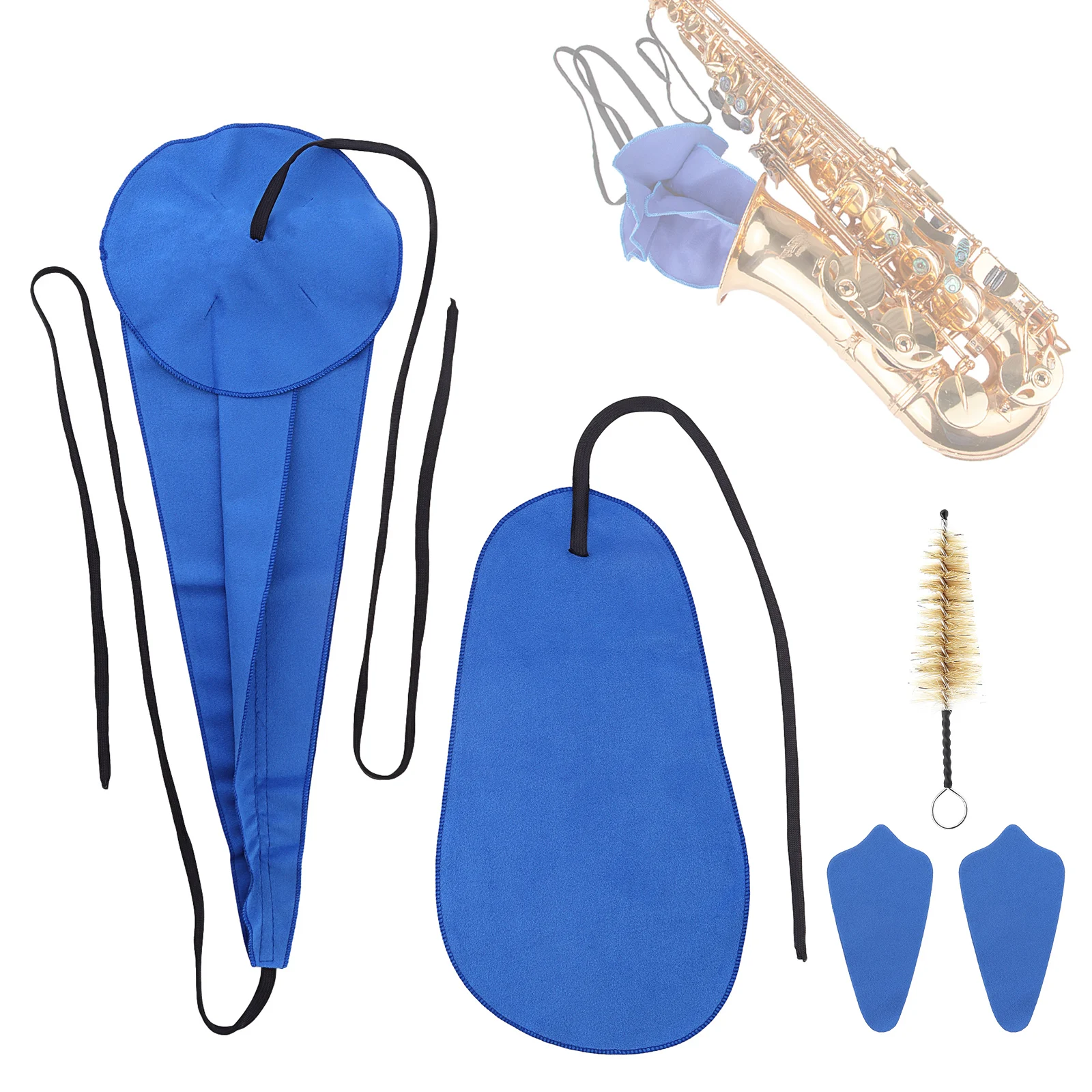 4/5 Stück Mikrofasertuch Saxophon-Reinigungswerkzeuge für Alt-/Tenorsaxophone mit Innenkammer-Reinigungstuch/Klangloch-Tuch, Bürste – Detail 1