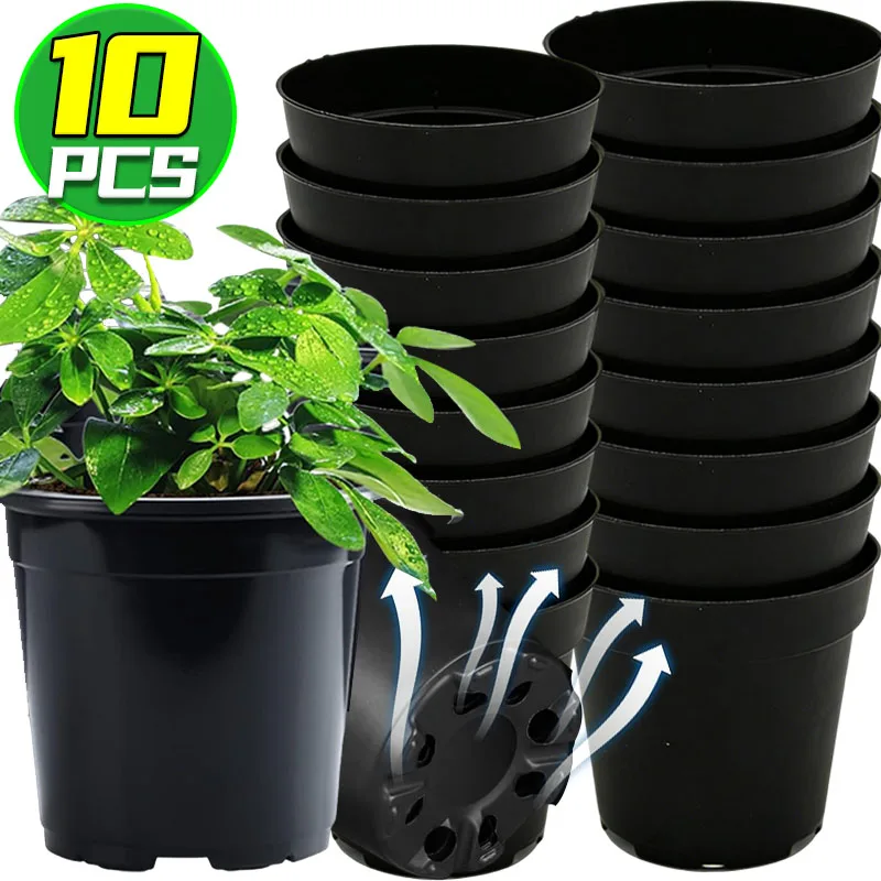

Черные горшки для рассады, многоразовые садовые кашпо с дренажными отверстиями, пластиковые контейнеры для контроля роста корней