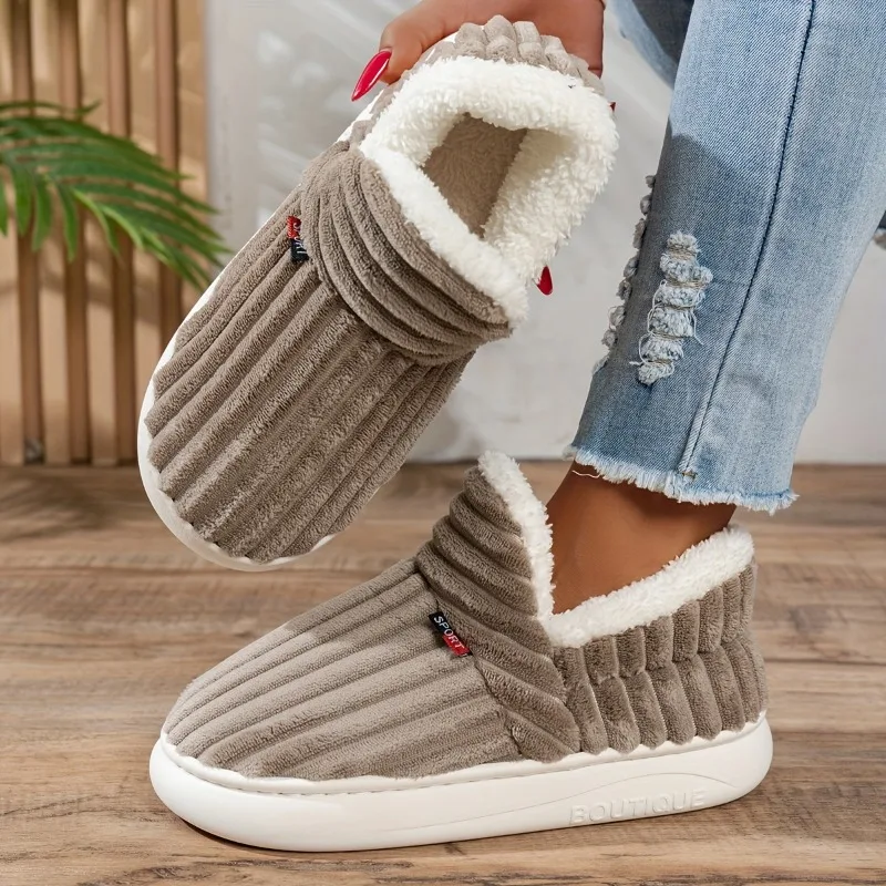 Casual Soft Sole Slippers for Women Winter Fashion Fur Boots Fuzzy Plush Men Slipper Warm Furry Women Cotton Shoes