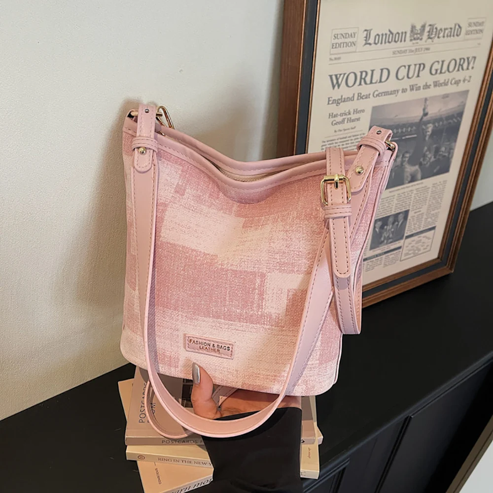 

Женская корейская сумка-кроссбоди в стиле Ins, контрастная, мягкая, в форме ведра, на одно плечо, для повседневного использования, универсальная, в стиле мессенджер