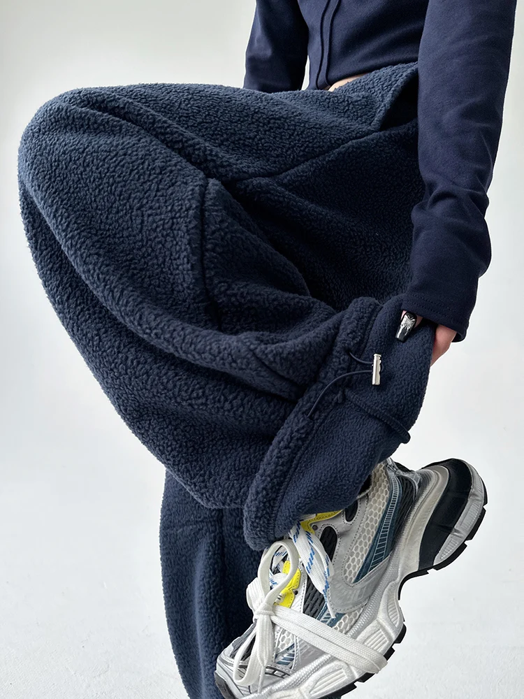 

Женские зимние новые свободные брюки с высокой талией, прямые, на флисовой подкладке, утепленные, из овечьей шерсти, с круглым вырезом, повседневные