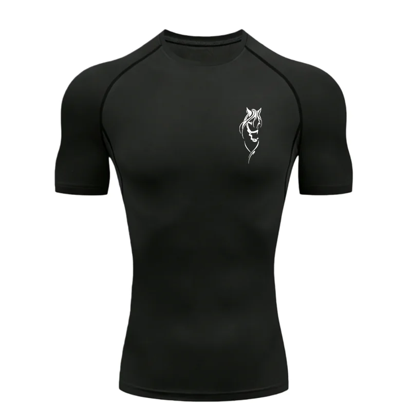 

Horse Head 2026 Men's Sports T-shirt Training Fitness Compression Workout T-Shirt Athletic Tees Gym T-shirts