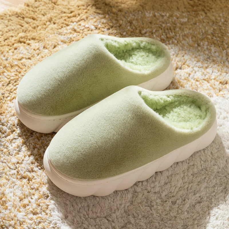 

2022 Winter Simple Soft Bottom Cotton Home Slippers Man Women's Indoor Lovers' Fur Thick Bottom Plush Slipper