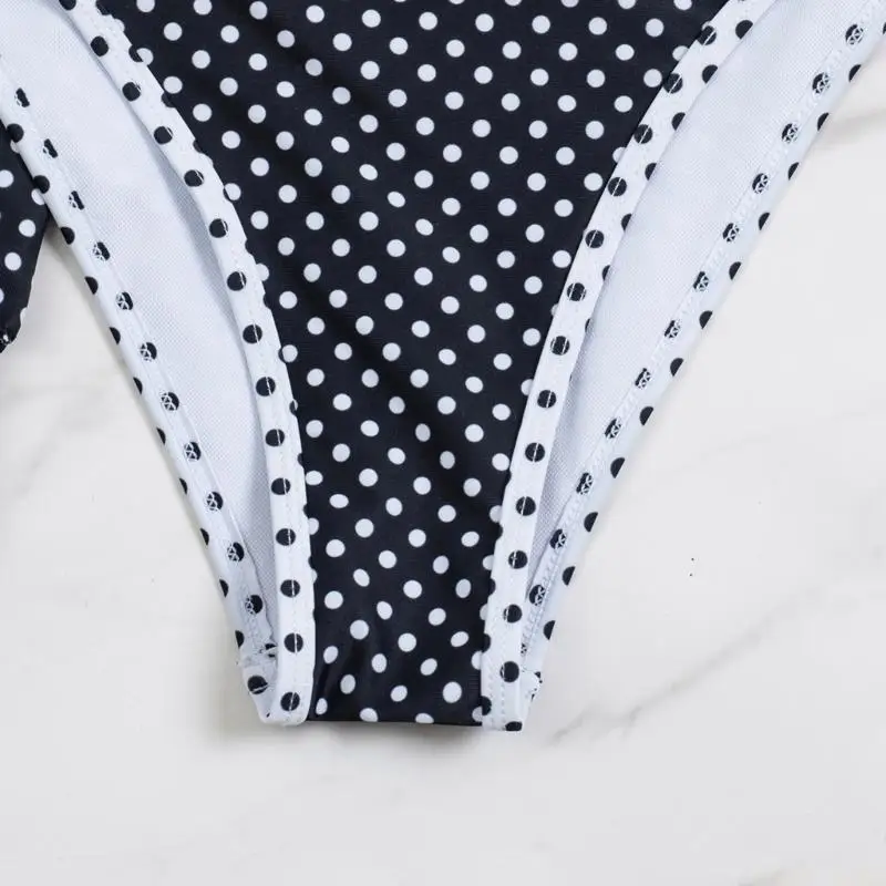 

U2JB Retro Dot Print Swimwear And Coverup Skirt Set For Women Beach Vacation And Pool
