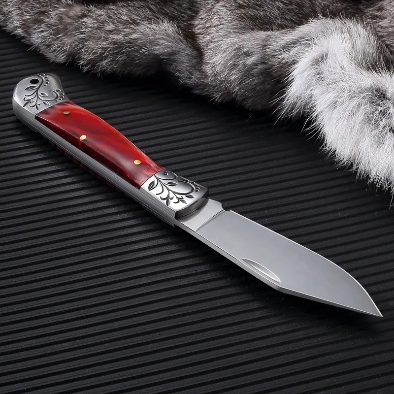 Household fruit knife, resin handle, 5R13 stainless steel, high hardness folding knife