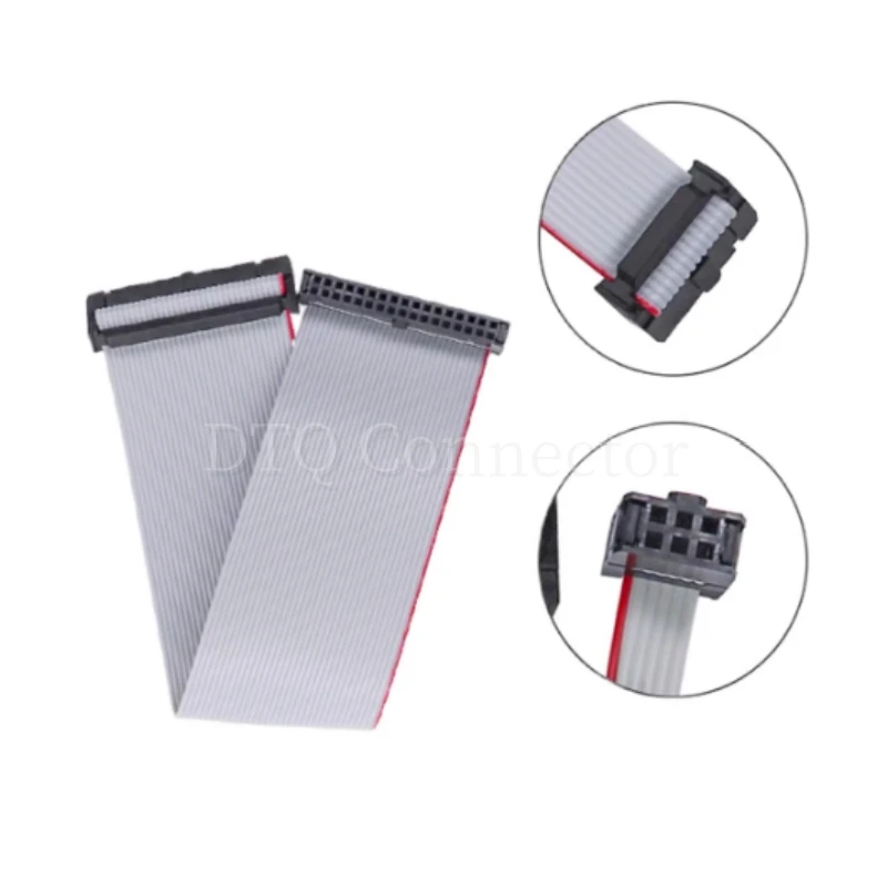 1Pcs 2.54mm FC 6/8/10/12/14/16/18/20/24/26/30/34/40/44/50 Pin Gray Flat Ribbon Cable Connector 10-100cm For DC3 IDC Box Header