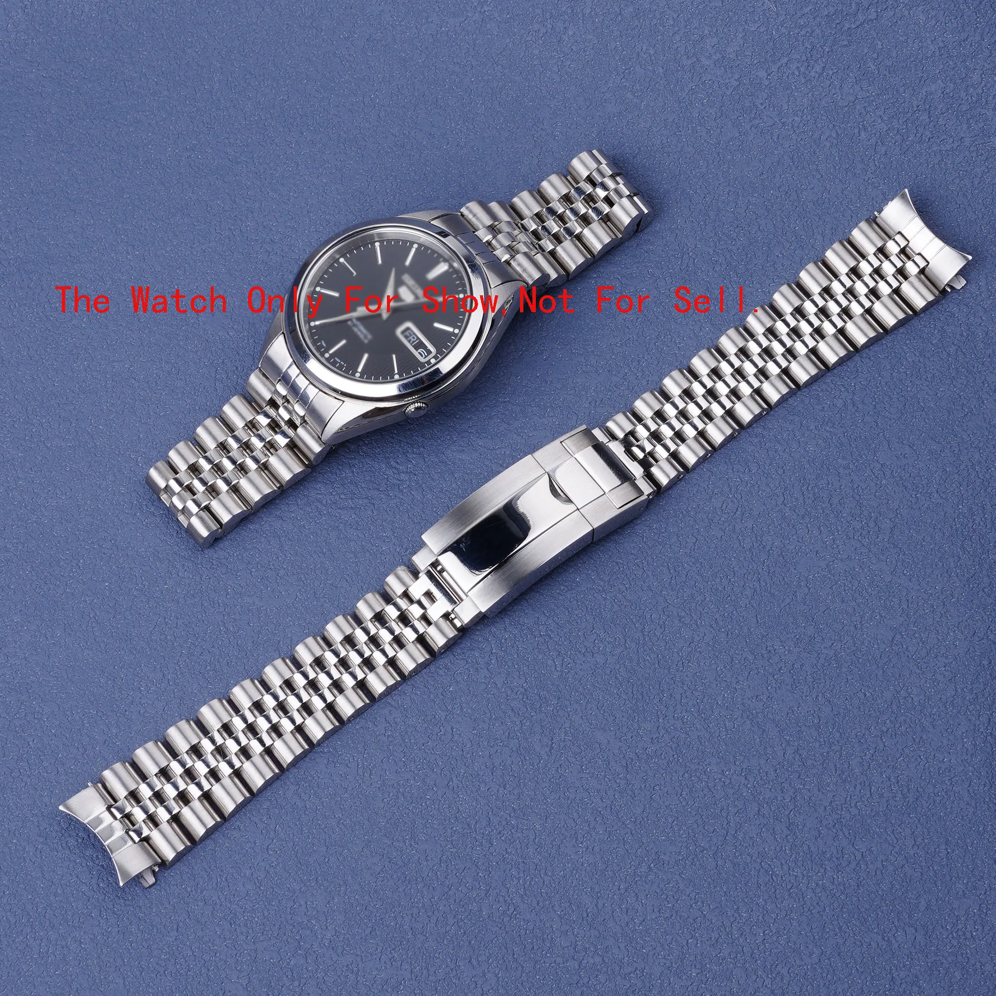 Carlywet New 18mm Stainless Steel Jubilee Hollow Endband with Oyster Deployment Clasp Steel Watch Band belt For Seiko 5 SNKL23