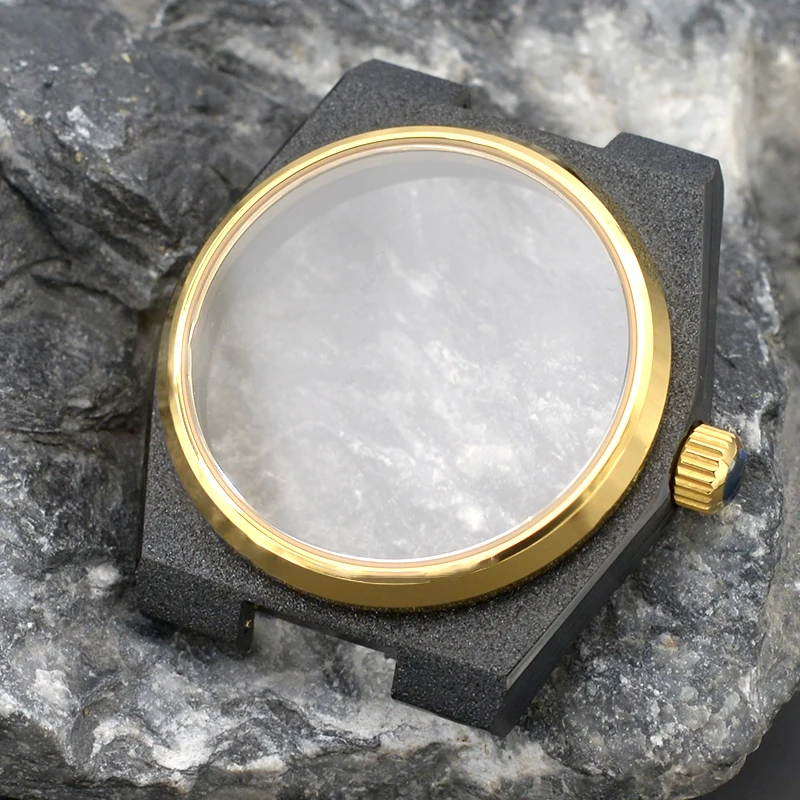 Black Super Player PRX Watch Case Grit Nail Sand Effect With Sapphire Glass 100M Waterproof Fit NH34 4R35 4R36 NH35 NH36 Movment
