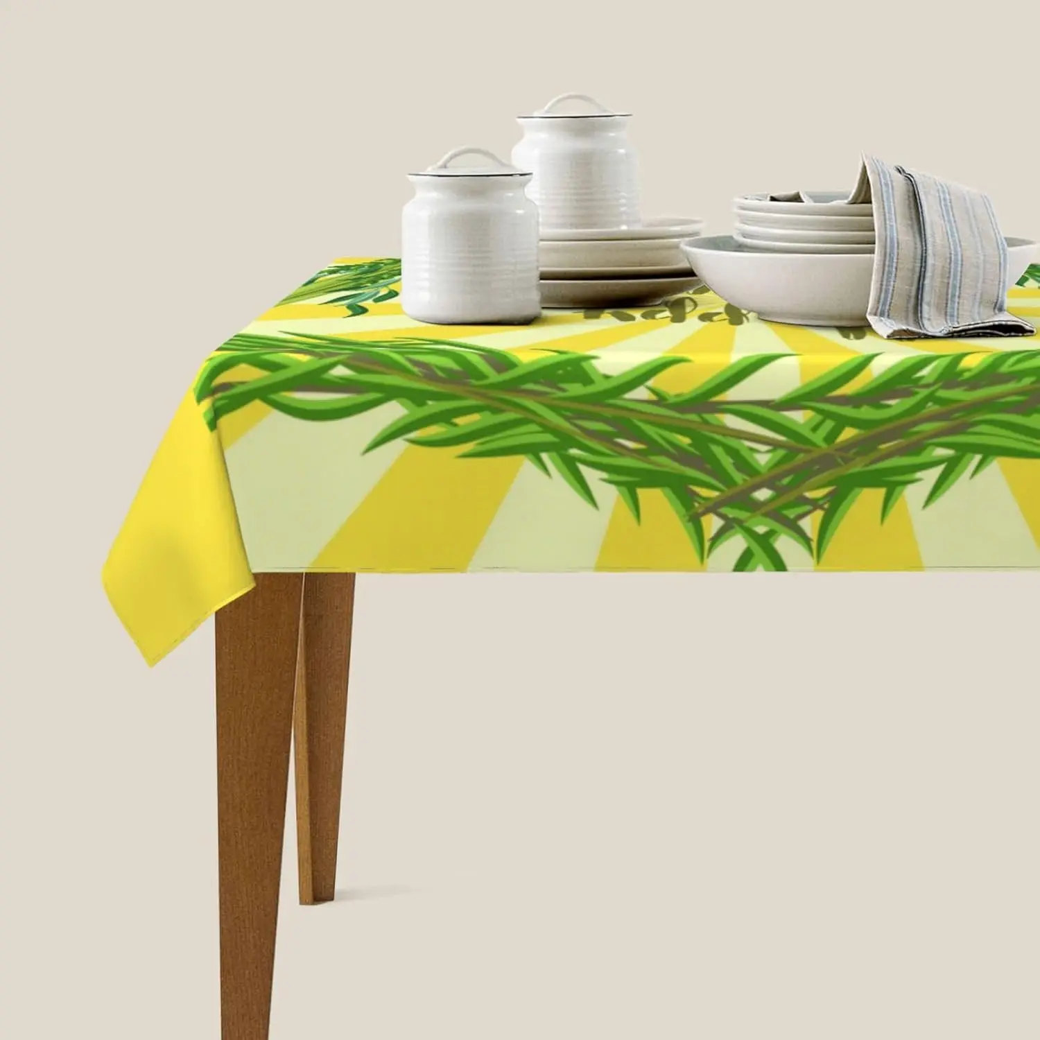 Happy Sukkot Waterproof Tablecloth Holiday Party Decor Reusable Jewish Sukkot Fruit Stripes Table Cloths for Kitchen Table Decor