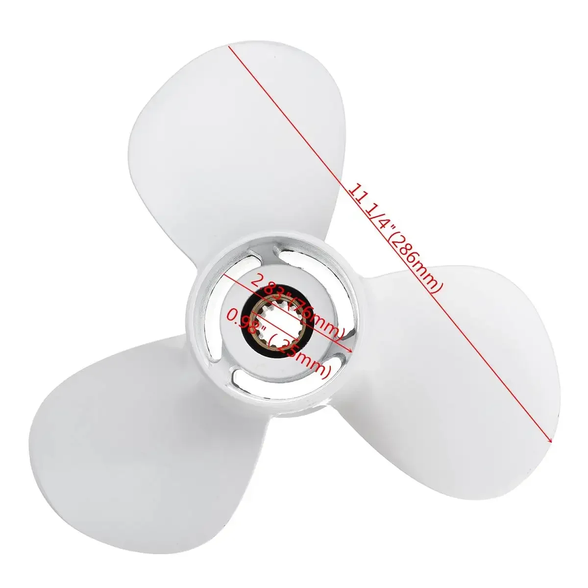 3 Blade Aluminum Outboard Propeller 11 1/4x14 13 Spline Fit Yamaha 25-60HP White Marine OE 663-45958-01-EL Replacement
